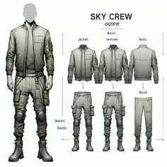 an image of a man's suit and pants with the names sky crew on it