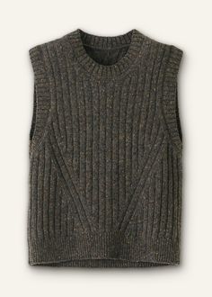 Soft Donegal Tweed Fashioned Rib Sweater Vest | ME+EM Classic Wool Sweater Vest For Fall, Fitted Wool Sweater Vest For Fall, Fall Wool Sweater Vest For Work, Wool Knit Sweater Vest For Winter, Winter Wool Knit Sweater Vest, Brown Wool Sweater Vest For Fall, Brown Vest Sweater, Chic Shift Dresses, How To Style A Maxi Dress