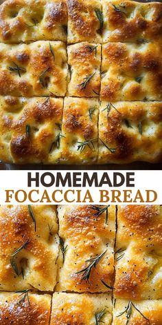 homemade focaccia bread with rosemary on top