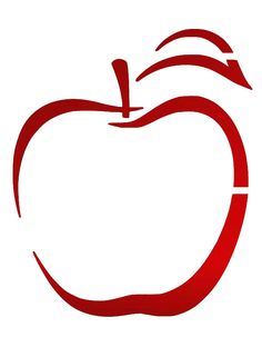 an apple is shown in red on a white background