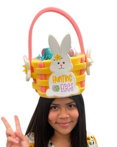 Get this Awesome Easter Egg Basket Hat Today! This Easter Egg Basket Hat will definitely make you stand out at your next Party, Wedding, Corporate Event, Birthday, Quinceanera, or Halloween Party!  Product Details: ✓Made in the USA ✓Handmade ✓High Quality Foam ✓One Size Fits Most ✓Customizable to your preferences "This is where your party starts". Give your next party a new life and rediscover your youth with Foam Party Hats. Foam Party Hats Guarantee At Foam Party Hats we believe our hats help Basket Hat, Bunny Ears Hat, Easter Hat, Foam Party, Easter Egg Basket, Easter Hats, Bunny Hat, Egg Basket, Top Hats