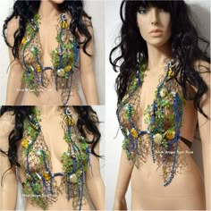 Halloween Dance Costumes, Sirens Fashion, Bra Costume, Rave Halloween, Siren Costume, Outfits Bikinis, Sea Costume, Rave Bras, Halter Bra Top