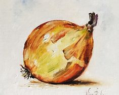 a painting of an onion on a white background