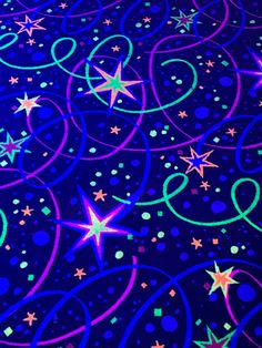 stars and swirls on a blue background