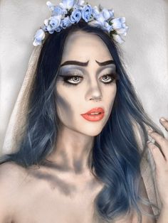 Corpse Bride And Groom Halloween, Emily Corpse Bride Costume Make Up, Corps Bride Halloween Costume, Corpse Bride Halloween Costume Diy, Halloween Makeup Corpse Bride, Bride Corpse Makeup, Emily Corpse Bride Makeup Easy, Simple Corpse Bride Makeup