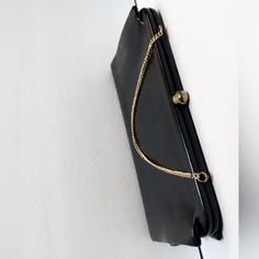 This Rare Hard Body Vintage Leather Vogue Purse Is One Of A Kind. It Was Called A Pocketbook When It Was Made. It Has A Gold Chain That Can Be Tucked Inside And It Can Be Carried As A Clutch. It Look Fantastic To Have Been Made Back In The 1950s. A Rare Find For A Seventy Year Old Purse. The Lining Is Black Grosgrain. There Is Slight Tarnish On The Flat Joint Connecting The Purse And Chain, Which Is Expected Of A Bag Of Its Age. It Reveals The Purse True Age. Approximately 10" L X "6 H X 1" W Ve 1960s Vogue, Designer Store, Leather Clutch Purse, Hard Body, Pocket Book, Vintage Colors, Leather Clutch, Clutch Purse, Metal Chain