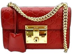 Gucci Leather Bags With Lock, Luxury Red Shoulder Bag With Turn-lock Closure, Designer Gucci Bag With Lock, Luxury Gucci Bag With Lock, Red Top Handle Bag With Lock, Elegant Red Bags With Lock, Luxury Red Bag With Lock, Red Leather Shoulder Bag With Turn-lock Closure, Red Rectangular Shoulder Bag With Turn-lock Closure