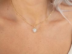 ∙ ∙ S P A R K L I N G ∙ S T A R ∙ N E C K L A C E ∙ ∙ Made with the following: Gold Plated Cubic Zirconia Star Pendant 16mm x 15mm 14K Gold Filled Findings 14K Gold Filled Spring Clasp 14K Gold Filled Chain This listing is for one necklace. ∙ ∙ H O W ∙ T O ∙ O R D E R ∙ ∙ Please select the chain and length from the drop-down menu. Please select if you would like a 2-inch extender chain from the drop-down menu. The 2-inch extender gives you the flexibility to wear the necklace the length you choo Celestial Star Jewelry With Delicate Chain, Delicate Star Shaped Jewelry For Gifts, Delicate Star-shaped Jewelry For Gift, Delicate Star-shaped Jewelry Gift, Bohemian Star Shaped Necklace For Gift, Bohemian Star-shaped Necklace For Gifts, Delicate Star Charm Jewelry For Gifts, Delicate Star Charm Jewelry Gift, Delicate Jewelry With Star Charm For Gift