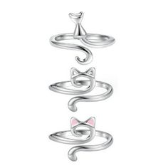 the cat earring is made out of sterling steel and has a spiral design on it