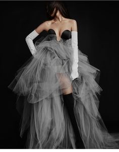 High Low Tulle Skirt, Vera Wang Bridal, Tulle Skirt Black, Vogue Russia, Colored Wedding Dresses, Thigh High Boots, Thigh High, Bridal Collection