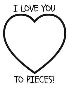 a heart with the words i love you to pieces in black ink on a white background