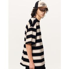 Cotton Oversized Striped T-Shirt Fabric: 100% Cotton Size: M, L, XL, 2XL Multiple Color Selections: Dark Green, Beige  Season: Summer Oversized Short Sleeve Casual T-shirt, Oversized Striped Tops For Streetwear, Oversized Casual Short Sleeve T-shirt, Striped Oversized Crew Neck Top, Oversized Striped Crew Neck Top, Casual Striped Tops With Letter Print, Oversized Casual Drop Shoulder T-shirt, Casual Oversized Drop Shoulder T-shirt, Oversized Striped T-shirt For Summer