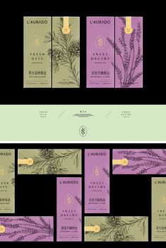 the packaging design for laupado tea is shown in purple and green colors, with gold foil