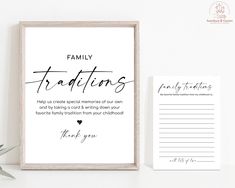 a printable family triathlons card next to a framed photo with a plant