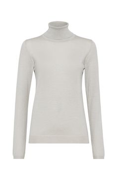 Cashmere and silk fibers are manufactured together with a fine lamÃ© thread to enrich the texture with delicate metallic reflections. The presence of a synthetic fiber provides added comfort. High collar Regular shoulder Regular sleeve Plain stitch Pearl Grey, Lightweight Sweater, Brunello Cucinelli, Light Weight Sweater, Synthetic Fiber, High Collar, Sweater Top, Cashmere, Thread