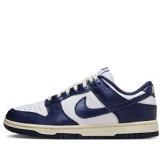 (WMNS) Nike Dunk Low 'Vintage Navy' FN7197-100 Nike Dunk Low Vintage Navy, Exclusive Sneakers, Adidas Spezial, Marathon Running Shoes, Nike Dunk High, Adidas Campus, Shoe Inspo, Nike Shox, Air Jordan 3