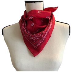 Red Bandana Scarf Handkerchief This Polyester Scarf - Headband - Blouse Top - Bandana ~ Can Be Used Many Ways ~ Color: Red, 100% Polyester ~ 20 X 20 Sewn Edges Soft As Silk. For Best Results - Hand Wash Only -Do Not Iron - Nwot Bandana Around Neck Outfit Country, Adjustable Red Bandana For Summer, Red Casual Bandana For Summer, Classic Red Scarf Gift, Casual Red Bandana For Summer, Red Bohemian Bandana For Summer, Red Scarves For Spring Gifts, Red Scarves As Spring Gifts, Red Scarf For Spring Gift