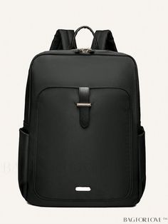 BagForLove - Premium Minimalist Solid Black School Backpack for Students in College Black Laptop Bag For Everyday And Back To School, Black Large Capacity Laptop Bag For Back To School, Black Business Backpack With Large Capacity, Black Large Capacity Backpack For Business, Solid Color Travel Backpack With Portable Feature, Black Business Backpack Portable, Black Portable Backpack For Commuting, Black Portable Business Backpack, Black Portable Laptop Backpack