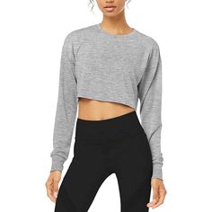 Women's Crop Tops Workout Athletic Shirt Cropped Long Sleeve, Top Cropped, Athletic Shirts, Long Sleeve Crop, Long Sleeve Crop Top, Heather Gray, Crop Top, Crop Tops, Long Sleeve