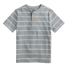 Refresh his wardrobe with the cute and casual style of this boys 4-12 Jumping Beans short sleeve henley t-shirt. Refresh his wardrobe with the cute and casual style of this boys 4-12 Jumping Beans short sleeve henley t-shirt. Click on this KIDS APPAREL & SHOES GUIDE to find the perfect fit and more! FEATURES Crewneck Short sleeves Striped design 3-button placketFABRIC & CARE Cotton, polyester Machine wash Imported Color: Essential Stripe Gray. Gender: male. Material: Cotton Blend. Casual Henley Neckline T-shirt For Summer, Casual Crew Neck Henley For Summer, Summer Casual Crew Neck Henley, Casual Summer Henley With Crew Neck, Summer Henley With Relaxed Fit And Short Sleeves, Summer Relaxed Fit Short Sleeve Henley, Casual Short Sleeve Henley For Summer, Relaxed Fit Henley T-shirt For Summer, Summer Cotton Henley With Short Sleeves