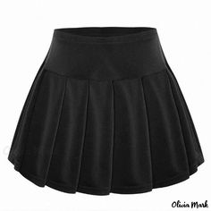 Olivia Mark - Versatile Athleisure Skirts in Black and White for Badminton, Tennis, and Dance Activities Black Pleated Tennis Skirt For Summer, Black Stretch Pleated Tennis Skirt, Sporty Black Pleated Skort, Black Mini Skirt For Sports In Summer, Black Stretch Cotton Skort, Fitted Cotton Skort For Sports, Casual Black Pleated Tennis Skirt, Stretch Solid Pleated Skirt For School, Black Pleated Tennis Skirt For Sports