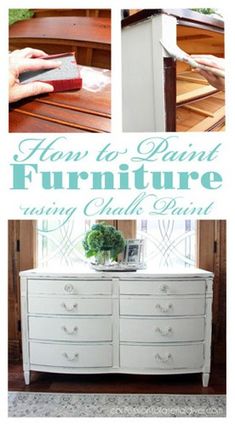 an old dresser has been painted white and is being used as a sideboard for furniture