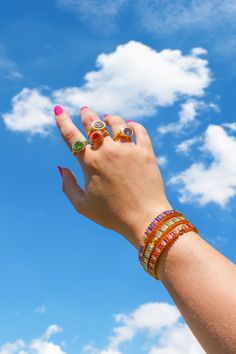 Reaching for the stars in our GALAXY RINGS 💍✨ #budhagirl #mindfulglamour #galaxy Galaxy Ring, Three Rings, Reaching For The Stars, Ring Sale, Pink Enamel, Green Enamel, Smokey Quartz, Faceted Crystal, Summer Colors