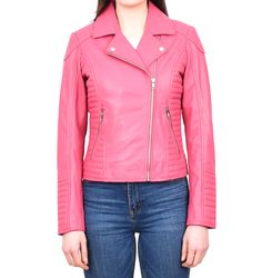 DR206 Women's Soft Leather Cross Zip Biker Jacket Pink 1 Biker Look, Black Biker Jacket, Biker Aesthetic, Sheep Leather, Leather Cross, Instagram And Snapchat, Divergent, Biker Style