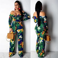 Floral Jumpsuit - Destined by Destiny Off The Shoulder Jumpsuit, Jumpsuit Long Sleeve, Trinidad Tobago, Jumpsuit Long, Boost Your Confidence, Women Formals, Bell Bottom Pants, Floral Jumpsuit