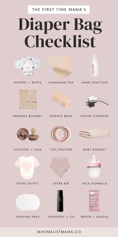 Newborn Diaper Bag Essentials, Bag Essentials List, Newborn Diaper Bag, Mom Necessities, Diaper Bag Checklist, Newborn Checklist, Minimalist Mom, Baby Hospital Bag, Baby Vision