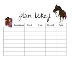 a horse and rider are shown with the words plan lukei on it's side