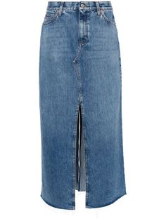 Gucci Horsebit-detail Denim Maxi Skirt - Farfetch Gucci 2024, Maxi Skirt Blue, Gucci Skirt, Gucci Denim, Printed Silk Skirt, Silk Wrap Skirt, Guilty Conscience, Hardware Logo, Cotton Midi Skirt