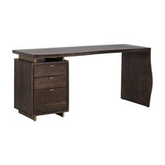 an office desk with two drawers on the bottom and one drawer at the top, against a white background