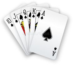 four playing cards on white background with clipping for each card to be used in the game