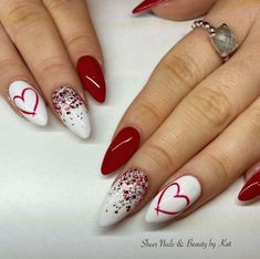 26+Trending Summer Nails For 2024 | Summer Nail Art Valentines Nail Tip Designs, Short Stilleto Nails Valentine, Valentines Day Nails Gel Almond, St Valentines Day Nails, Almond Nails Designs Valentine, Nails St Valentin, Valentine Nails Designs Gel, St Valentin Nails, Almond Shaped Valentines Day Nails