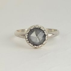 Gray Sapphire, Grey Sapphire, Rustic Rose, Gemstone Engagement, Ring Light, Sapphire Engagement, Gemstone Engagement Rings, Surface Textures, Recycled Sterling Silver