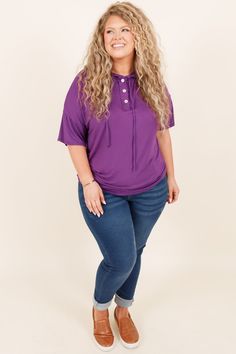 This top is truly a vibe! It has a bold eggplant color that is super sweet. This ultra-comfortable top is made of stretchy fabric and features an adorable hoodie and tie design! Whether you're running errands or lounging around the house, this top is sure to keep you comfy and on-trend! 96% Polyester, 4% Spandex Purple Relaxed Fit Top With Drawstring Hood, Purple Drawstring Hood Top For Fall, Purple Stretch Tops For Loungewear, Purple Drawstring Hood Top For Loungewear, Casual Purple Top With Drawstring Hood, Eggplant Color, Tie Design, Comfortable Tops, Model Fits