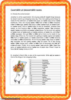 an orange and white checkered shopping cart with the words countable & uncountable moms