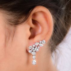 "A perfect blend of classy and elegant design Earrings featuring 18k White Gold with Diamond. This is must to provide you an eye-catching attention. ✧✧Welcome To Our Shop Spectrum Jewels India✧✧ \"\"Glimmering 18k White Gold Wedding Exclusive Earrings, Natural Brilliant Cut Diamond Stunning Bridal Drop & Dangle Earrings, Gift For Love\"\" ★PRODUCT SPECIFICATION★ * ITEM CODE - SEE-13955C * EARRING LENGTH - 30.5 Millimetres Approx * METAL - 18k White Gold * 18k White Gold Weight : 9.65 gm  * GROSS Diamond White Pear-shaped Bridal Earrings Gift, Diamond White Pear-shaped Bridal Earrings, Diamond White Flower-shaped Earrings For Wedding, Diamond White Flower-shaped Earrings For Anniversary, Luxury Diamond Flower-shaped Bridal Earrings, 2nd Anniversary Gift, Gold Earrings Wedding, White Gold Wedding, Yellow Gold Bracelet