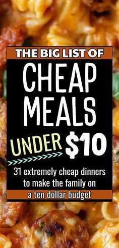 the big list of cheap meals under $ 10 is on sale for only $ 10