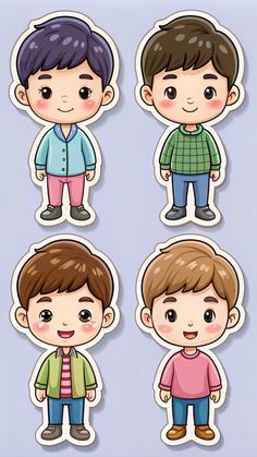 Boys Sticker, Cute Doodles Drawings, Art N Craft, Art Drawings For Kids, Cute Little Drawings, Kids Stickers, Sticker Collection, Doodle Drawings, Paper Doll