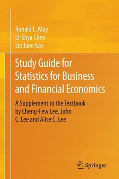 the cover of a study guide for statistics and financial economics, with an orange background