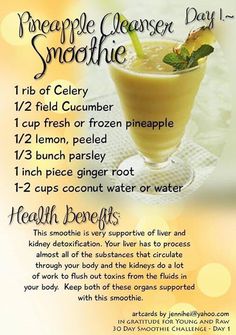 Lemon Smoothie, Green Smoothie Challenge, Kidney Detox, Detox Diets, Natural Detox Drinks, Resep Diet, Vitamix Recipes, Smoothie Challenge, Smoothie Detox