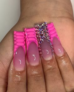 Pink French Rhinestone Nails, Pink French Tip Nails With Rhinestones, Colorful Croc Nail Design, Colorful Croc Print Nails, Croc Print French Tip Nails, Croc French Tip Nails, Pink French Croc Nails, Pink Croc Nails, Croc Nail Design