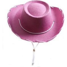 a pink cowboy hat with white stitching around the brim