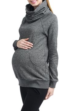 A cozy funnel neck detailed with a side zip elevates a comfy cotton-blend top with raglan sleeves for a casually cool look that will carry you through all three trimesters. Style Name:Kimi And Kai 'Thea' Zip Collar Maternity Sweatshirt. Style Number: 5252130. Available in stores. Maternity Sweatshirt, Pregnancy Bump, Pregnancy Fashion, Cool Look, Sweatshirt Style, Zip Collar, Maternity Style, Maternity Sweater, Maternity Nursing