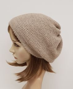 Handmade baggy beret for women, winter beanie, knit tam, slouchy beanie, knit baggy beanie, knitted from 100 % alpaca wool. PLEASE CONTACT ME FOR DIFFERENT COLOURS. The Hat is available in three different sizes : S- 51-54 cm (20-21 inches) in circumference M- 54-57 cm (21-22.5 inches) in circumference L- 57-60 cm (22.5-23.5 inches) in circumference If you would like the hat in special size ,please contact me I will make it for you. Also available to order the matching fingerless gloves. Just con Knitted Alpaca Hats, Slouchy Knitted Beanie For Everyday, Everyday Slouchy Knitted Beanie, Knitted One-size Bonnet, Slouchy Beanie Bonnet, Handmade Slouchy Beanie, Handmade Slouchy Beanie One Size, Handmade Casual Beret, Slouchy Soft Knit Crochet Hat