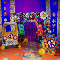 an image of a decorated stage with balloons and decorations