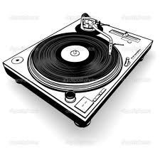 a turntable that is black and white on a white background with clippings