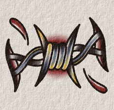 a drawing of a fish with red, yellow and blue stripes